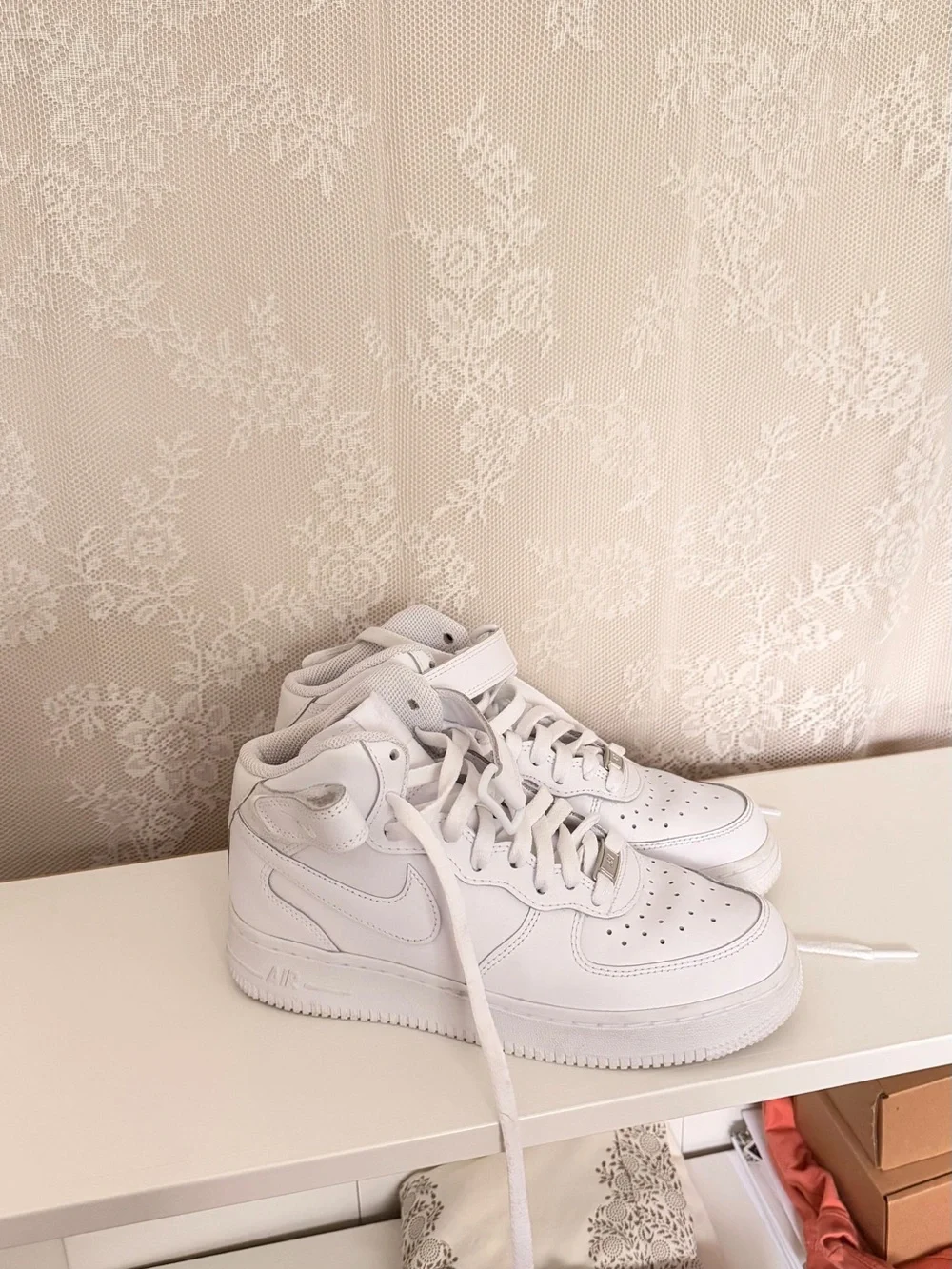 Nike White Mid-Top Leather Sneakers